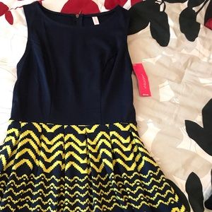 Xhilaration NWT Blue And Yellow Skater Dress XS